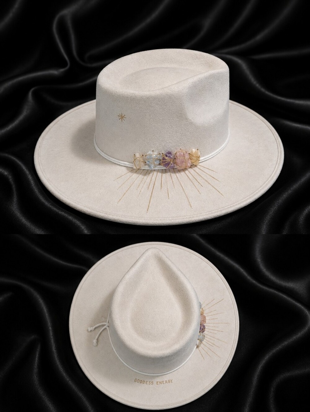 Goddess Energy Gemstone Fedora In Off White